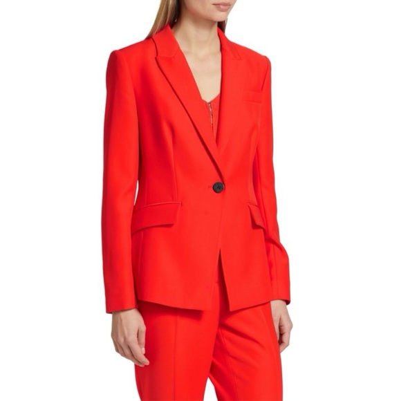 Elie Tahari | The Sylvie Single Button Blazer in Cayenne - Picture 2 of 13
